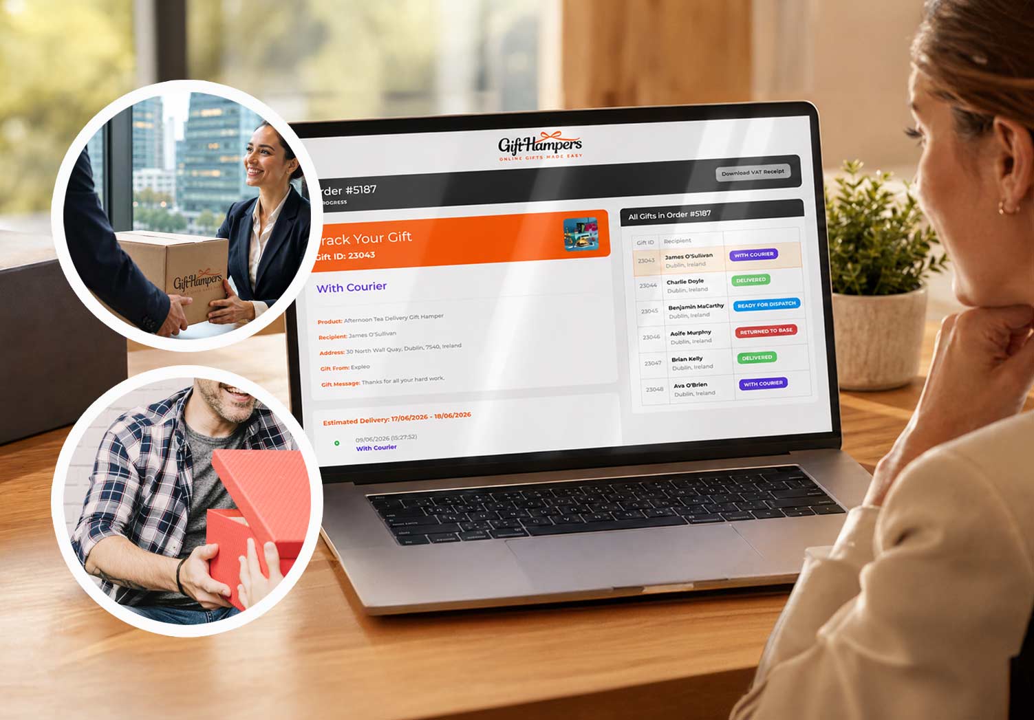 realtime tracking corporate gift hamper delivery in Austria